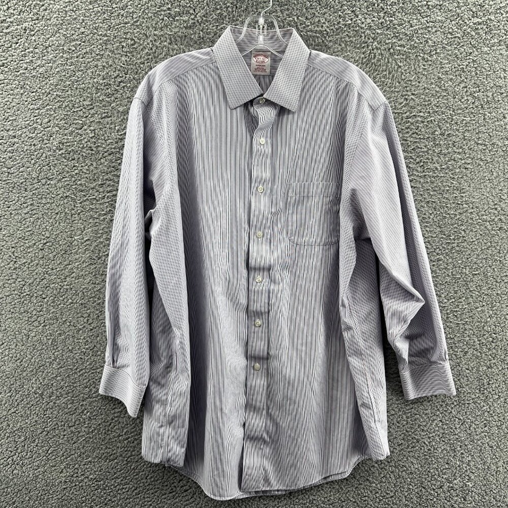 Brook Brothers Madison Shirt Mens 16.5–32 Blue Multicolored Striped Long Sleeve